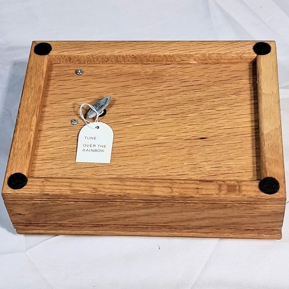 Kimberly Swan Tile Inlay Burgundy Lined "Over the Rainbow" Musical Jewelry Box - Picture 5 of 9